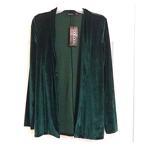 Boohoo green velvet blazer size 4